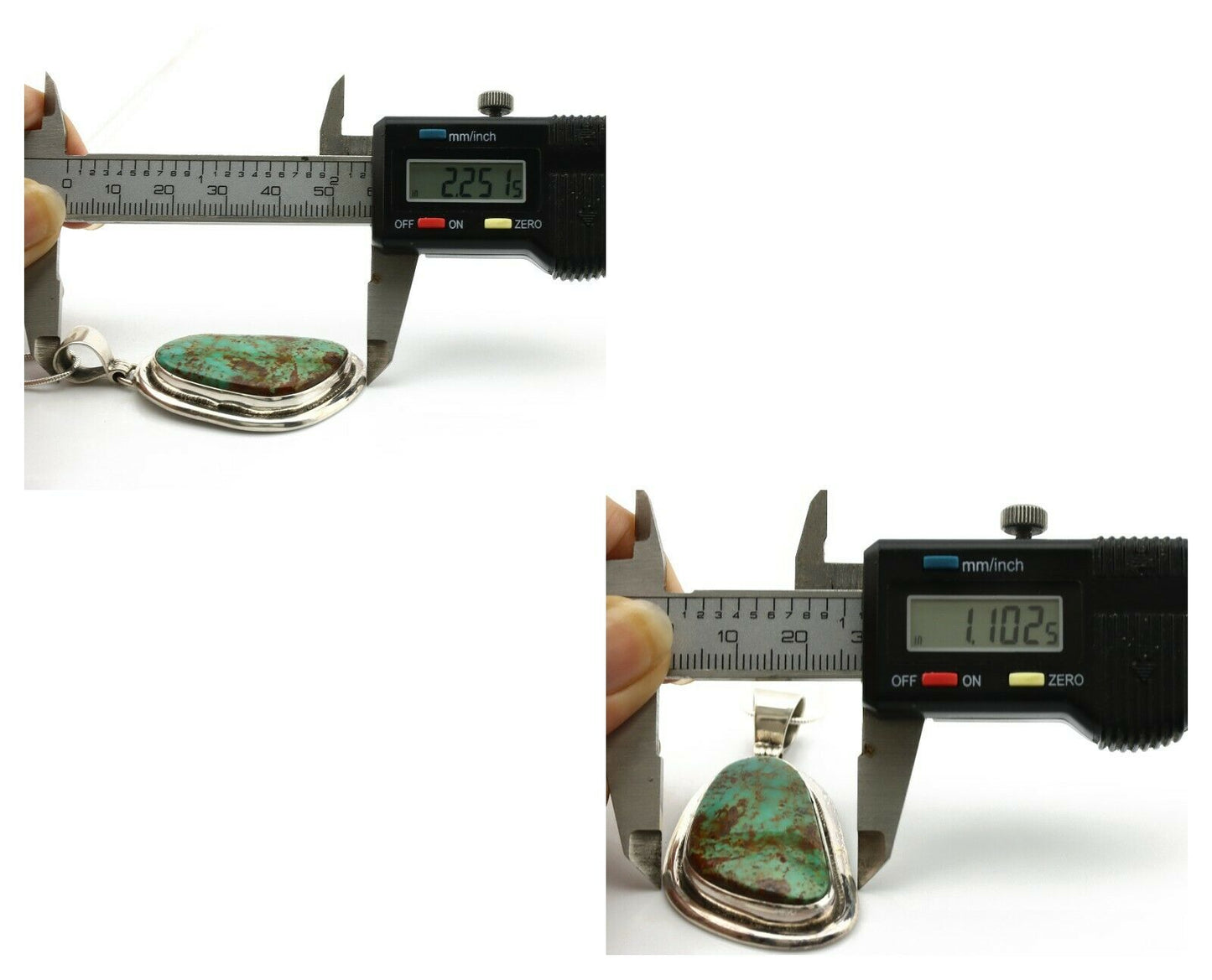 Navajo Kingman Turquoise Pendant .925 Silver Artist Signed Sunrise C.80's