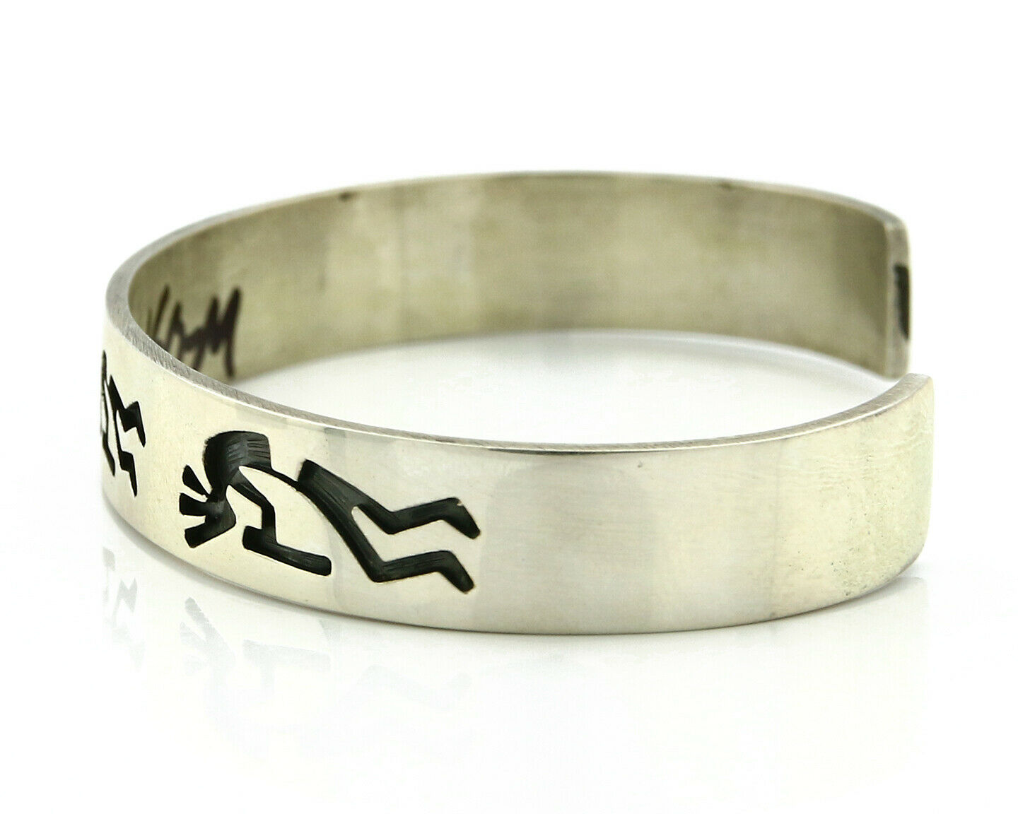 Navajo Bracelet Overlay Design .925 SOLID Sterling Silver Signed Artist SC C.80s