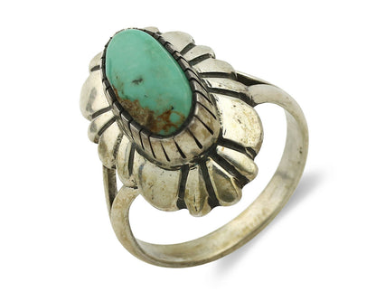 Navajo Ring .925 Silver Natural Mined Turquoise Artist Signed M Montoya C.80's