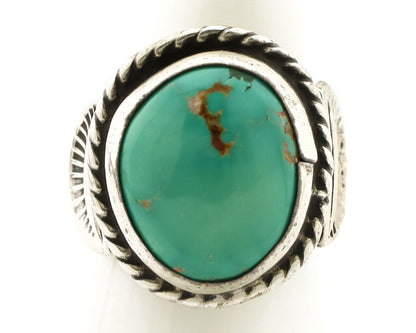Navajo Handmade Ring 925 Silver Green Turquoise Signed C Montoya C.80's