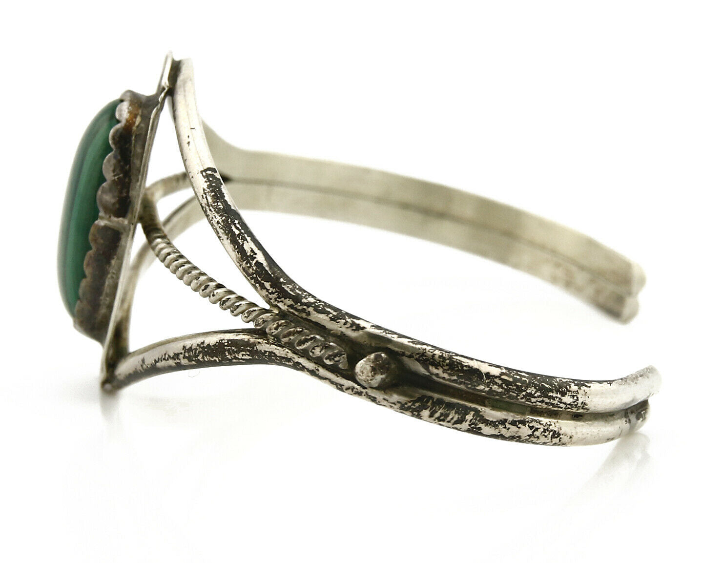 Women's Navajo Bracelet .925 Silver Natural Malachite Cuff Native American C80's