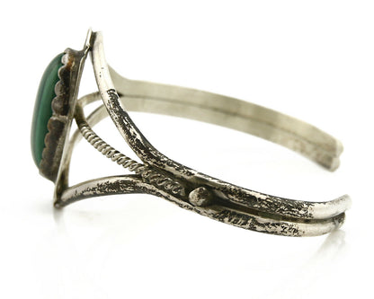 Women's Navajo Bracelet .925 Silver Natural Malachite Cuff Native American C80's