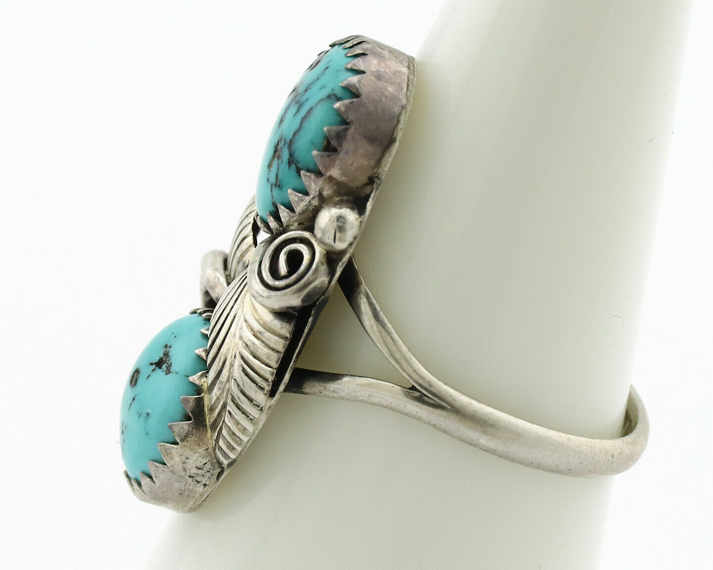 Navajo Ring .925 Silver Natural Blue Turquoise Native American Artist C.1980's