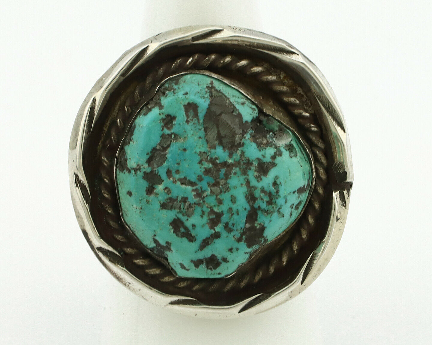 Navajo Ring .925 Silver Blue Turquoise Native American Artist C.80's
