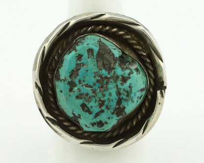 Navajo Ring .925 Silver Blue Turquoise Native American Artist C.80's