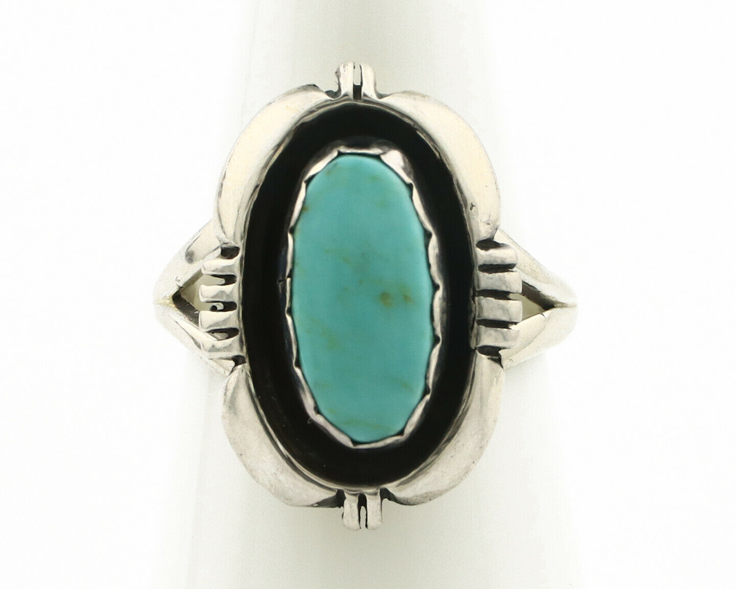 Navajo Ring .925 Silver Kingman Turquoise Handmade Native American Artist C.80's