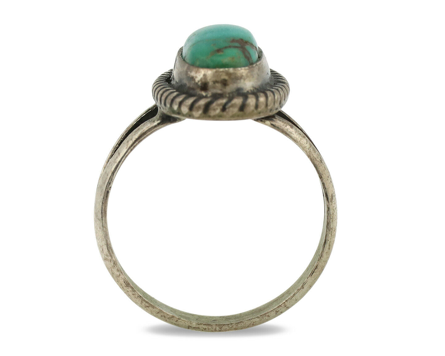 Navajo Ring .925 Silver Kingman Turquoise Native American Artist C.1980's
