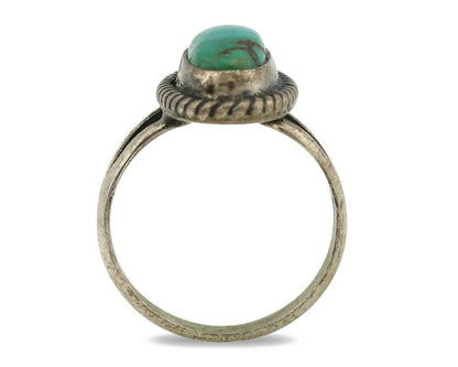 Navajo Ring .925 Silver Kingman Turquoise Native American Artist C.1980's