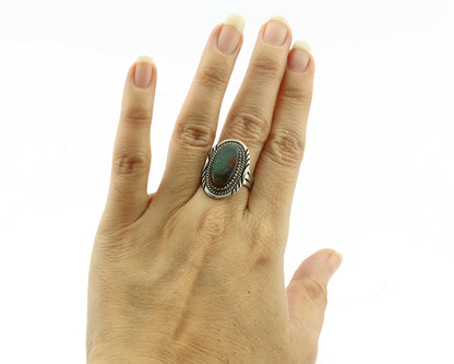 Navajo Ring .925 Silver Nevada Turquoise Native American Artist C.1980's