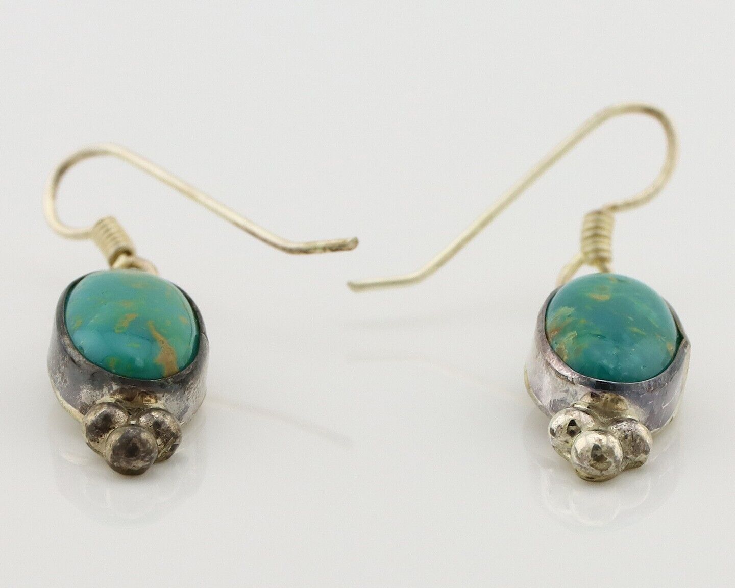 Navajo Earrings 925 Silver Blue Gem Turquoise Native American Artist C.80's