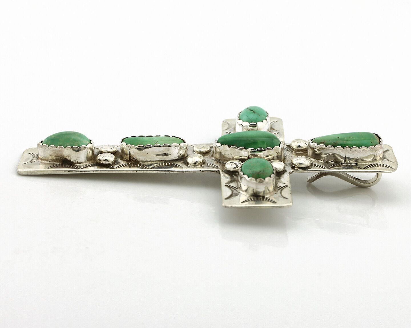 Navajo Cross Necklace 925 Silver Royston Turquoise Artist Signed JO C.80's