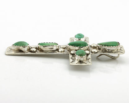 Navajo Cross Necklace 925 Silver Royston Turquoise Artist Signed JO C.80's