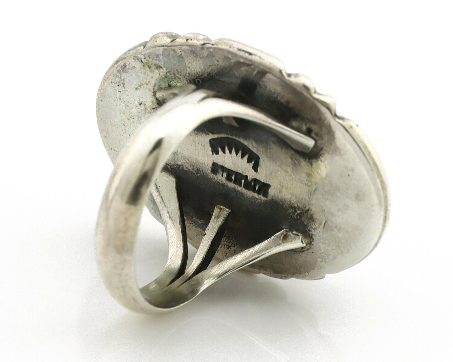 Navajo Ring .925 Silver Turquoise Mountain Apache MFG C.80's