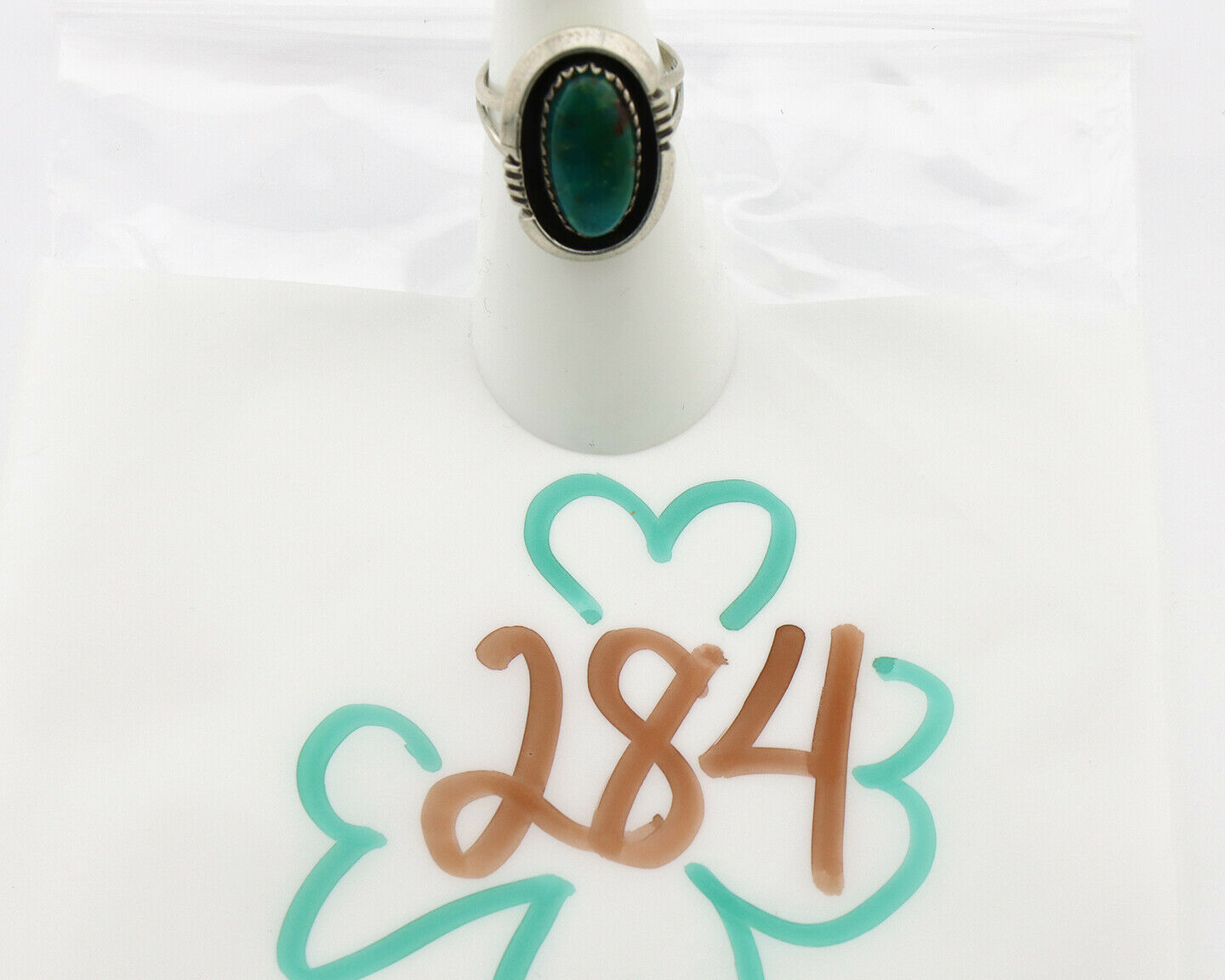 Navajo Ring .925 Silver Kingman Turquoise Native American Artist C.1980's