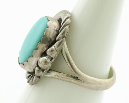 Navajo Ring .925 Silver Natural Blue Turquoise Native American Artist C.1980's