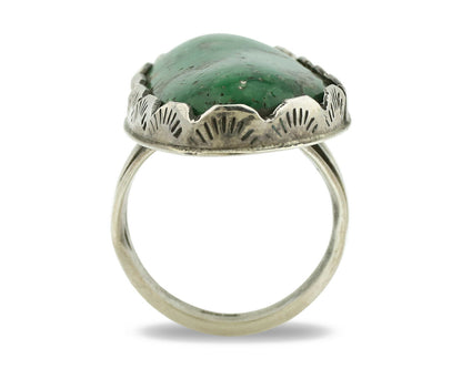 Navajo Ring .925 Silver Colorado Slab Turquoise Native American Artist C.1980's