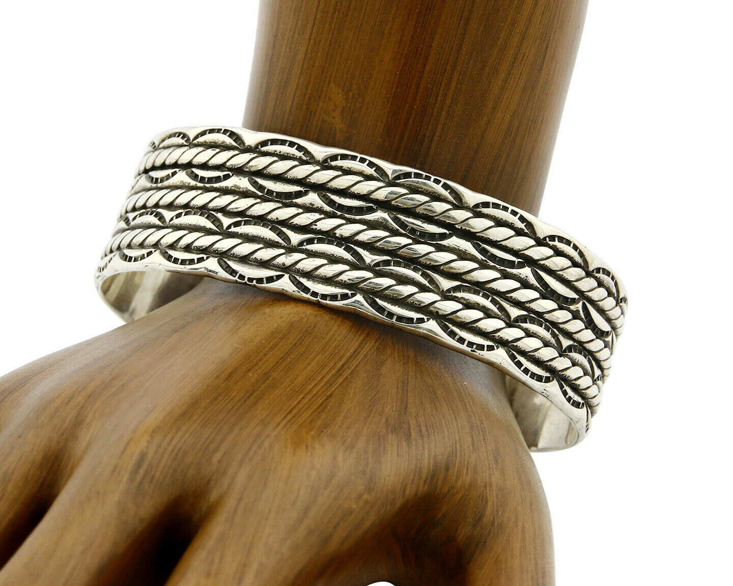 Women's Navajo Bracelet .925 Silver Handmade Cuff Signed Montoya C.1980's