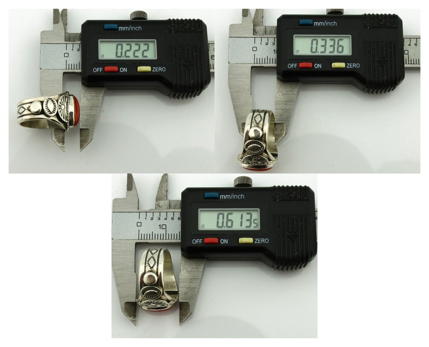 Navajo Ring 925 Silver Natural Mediterranean Coral Artist Signed Tobe Turpen C80