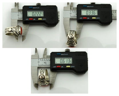 Navajo Ring 925 Silver Natural Mediterranean Coral Artist Signed Tobe Turpen C80