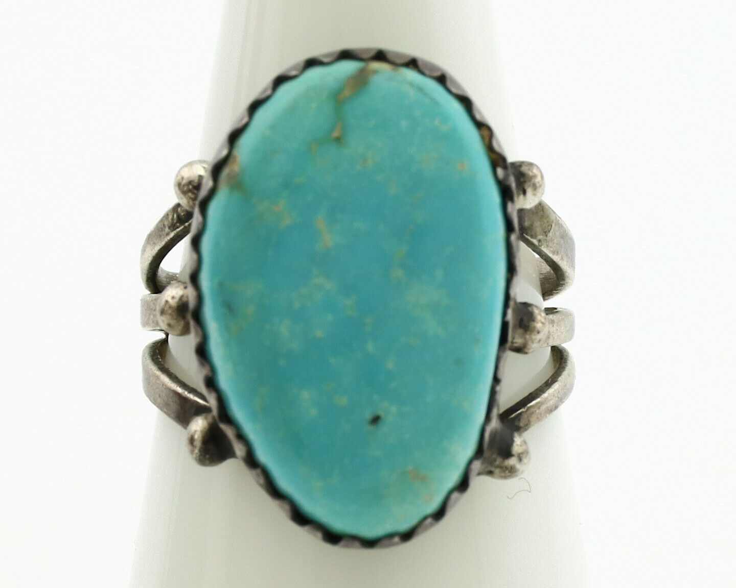 Navajo Ring .925 Silver Blue Turquoise Native American Artist C.1980's