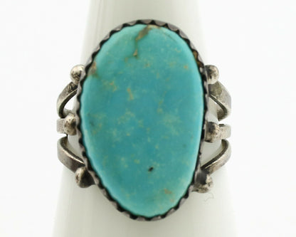 Navajo Ring .925 Silver Blue Turquoise Native American Artist C.1980's