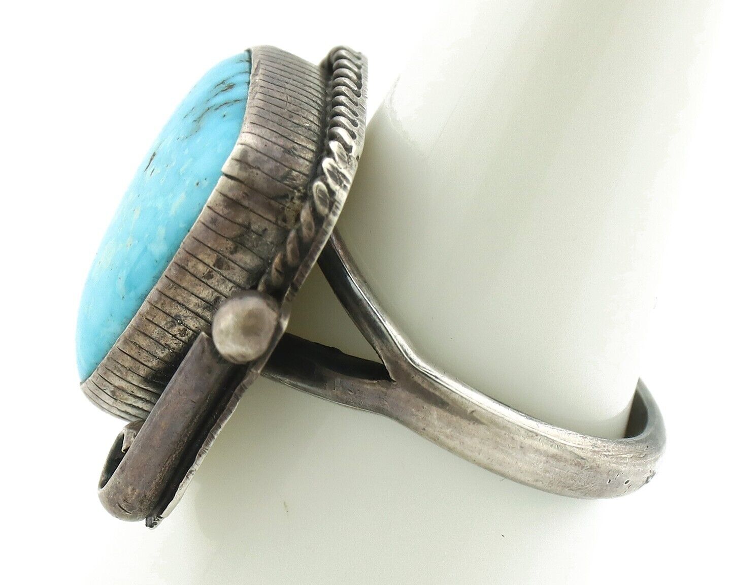 Navajo Ring 925 Silver Morenci Turquoise Native American Artist C.80's