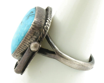 Navajo Ring 925 Silver Morenci Turquoise Native American Artist C.80's