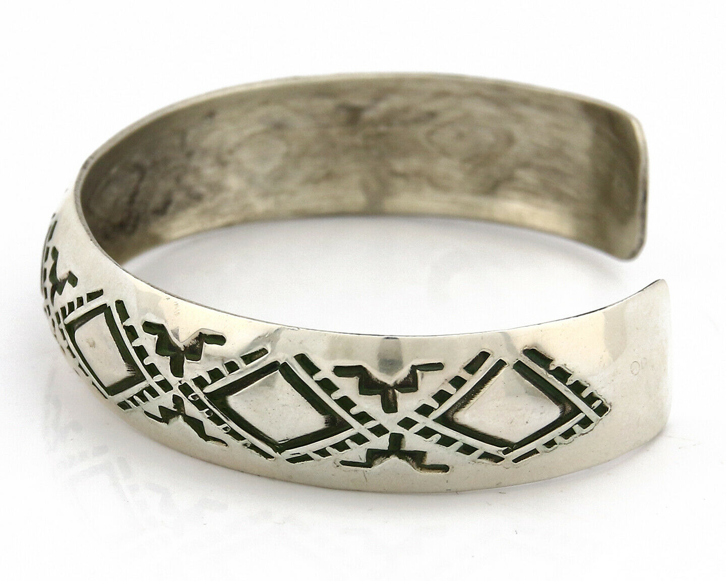 Navajo Bracelet .925 Silver Hand Stamped Artist Signed Tracy C.80's