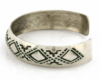 Navajo Bracelet .925 Silver Hand Stamped Artist Signed Tracy C.80's