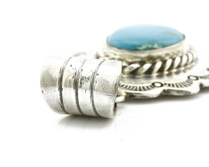 Navajo Pendant .925 Silver Kingman Turquoise Signed Artist FT C.80's