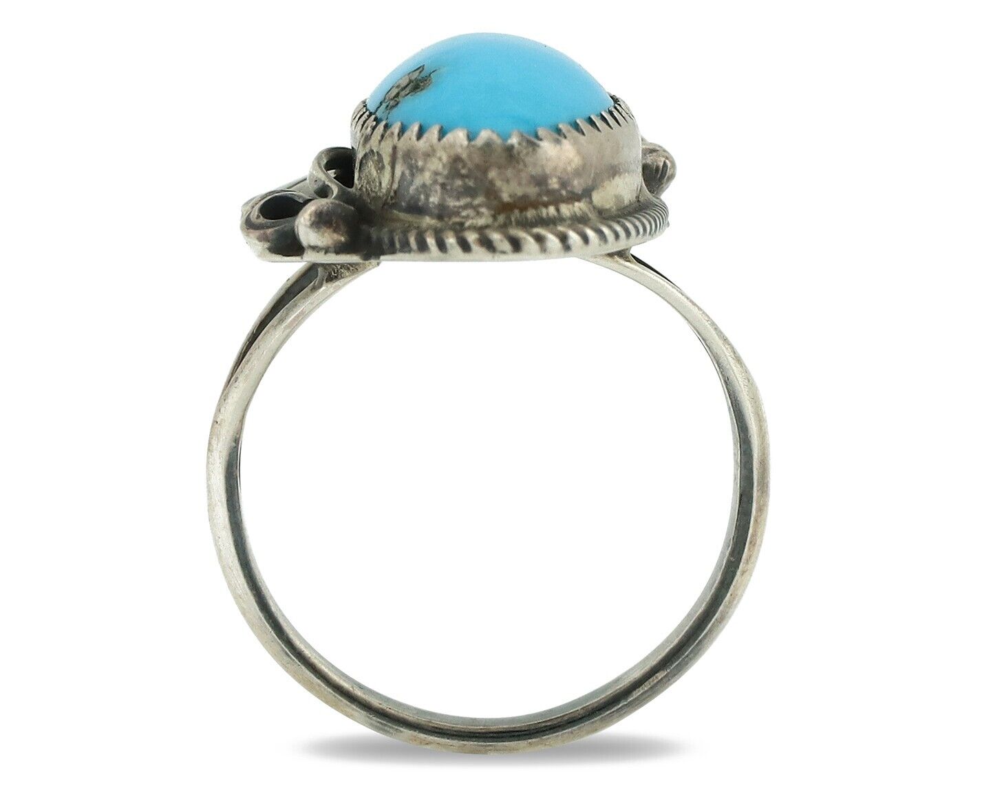 Navajo Ring 925 Silver Natural Morenci Turquoise Artist Signed Justin Morris C80