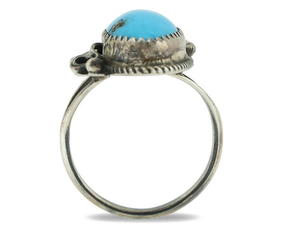 Navajo Ring 925 Silver Natural Morenci Turquoise Artist Signed Justin Morris C80