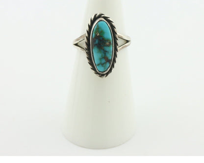 Navajo Handmade Ring .925 Silver Kingman Turquoise Native Artist C.80's