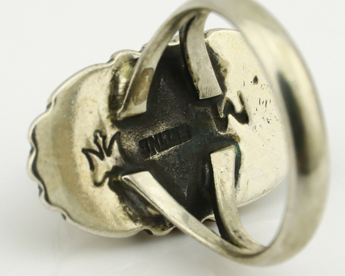 Navajo Ring .925 Silver Arizona Turquoise Signed M Montoya C.80's
