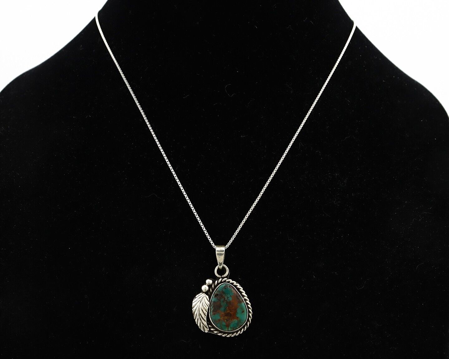 Navajo Necklace 925 Silver Damele Turquoise Native American Artist Signed C.80's