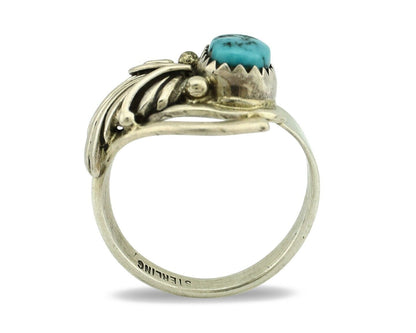 Navajo Ring .925 Silver Sleeping Beauty Turquoise Native Artist C.80's