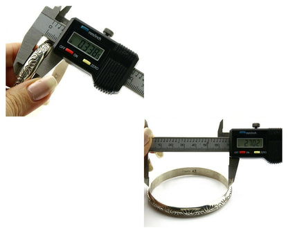 Navajo Bracelet .925 Silver 8.5 mm Wide Hand Stamped Signed Artist Abel Toledo