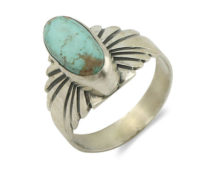 Navajo Ring .925 Silver Kingman Turquoise Artist Signed Apache C.80's