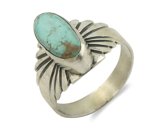 Navajo Ring .925 Silver Kingman Turquoise Artist Signed Apache C.80's