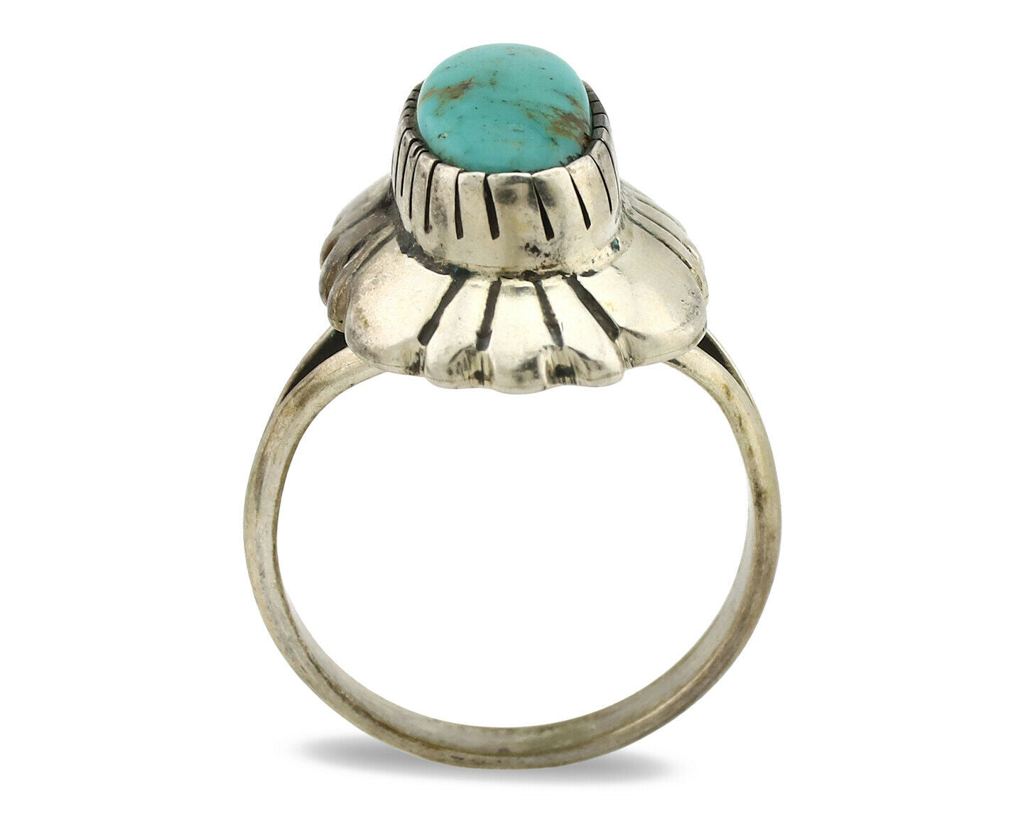 Navajo Ring .925 Silver Natural Mined Turquoise Artist Signed M Montoya C.80's