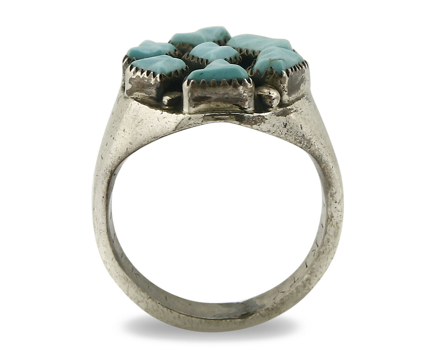ZUNI Ring .925 SOLID Silver Sleeping Beauty Turquoise LEEKITY C.1980's