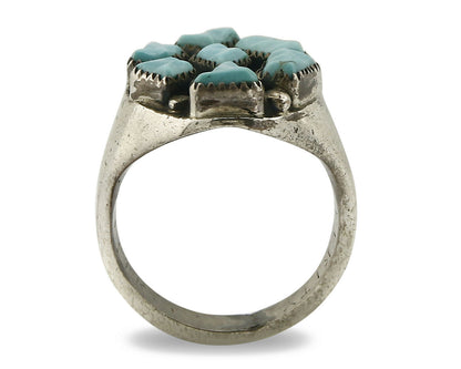 ZUNI Ring .925 SOLID Silver Sleeping Beauty Turquoise LEEKITY C.1980's