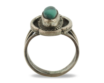 Navajo Ring .925 Silver Natural Blue Turquoise Native American Artist C.1980's