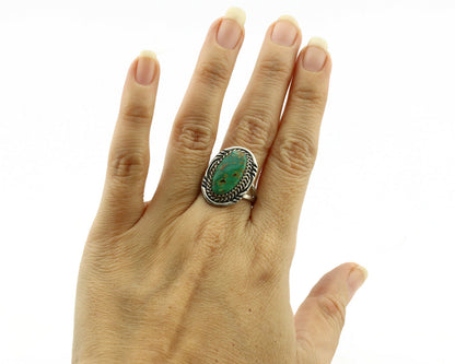 Navajo Ring .925 Silver Kingman Turquoise Native American Artist C.1980's