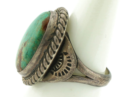 Navajo Ring 925 Silver Turq Mtn Turquoise Native American Signed C.80's
