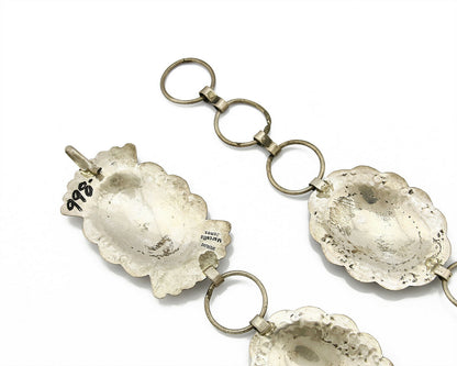 C.1980's Navajo Signed Marcella James .925 Silver Hand Stamped Concho Belt