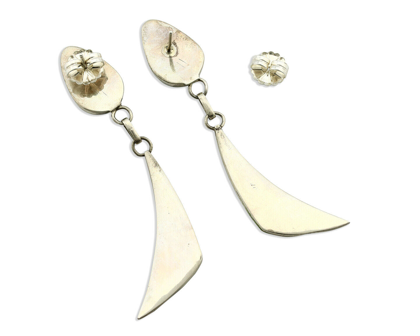 Navajo Earrings .925 Silver Natural Turquoise Native American Artist C.80's