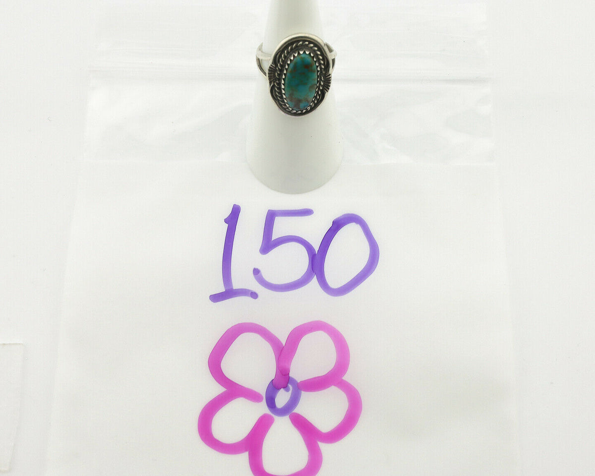 Navajo Ring .925 Silver Natural Turquoise Native American Artist C.1980's