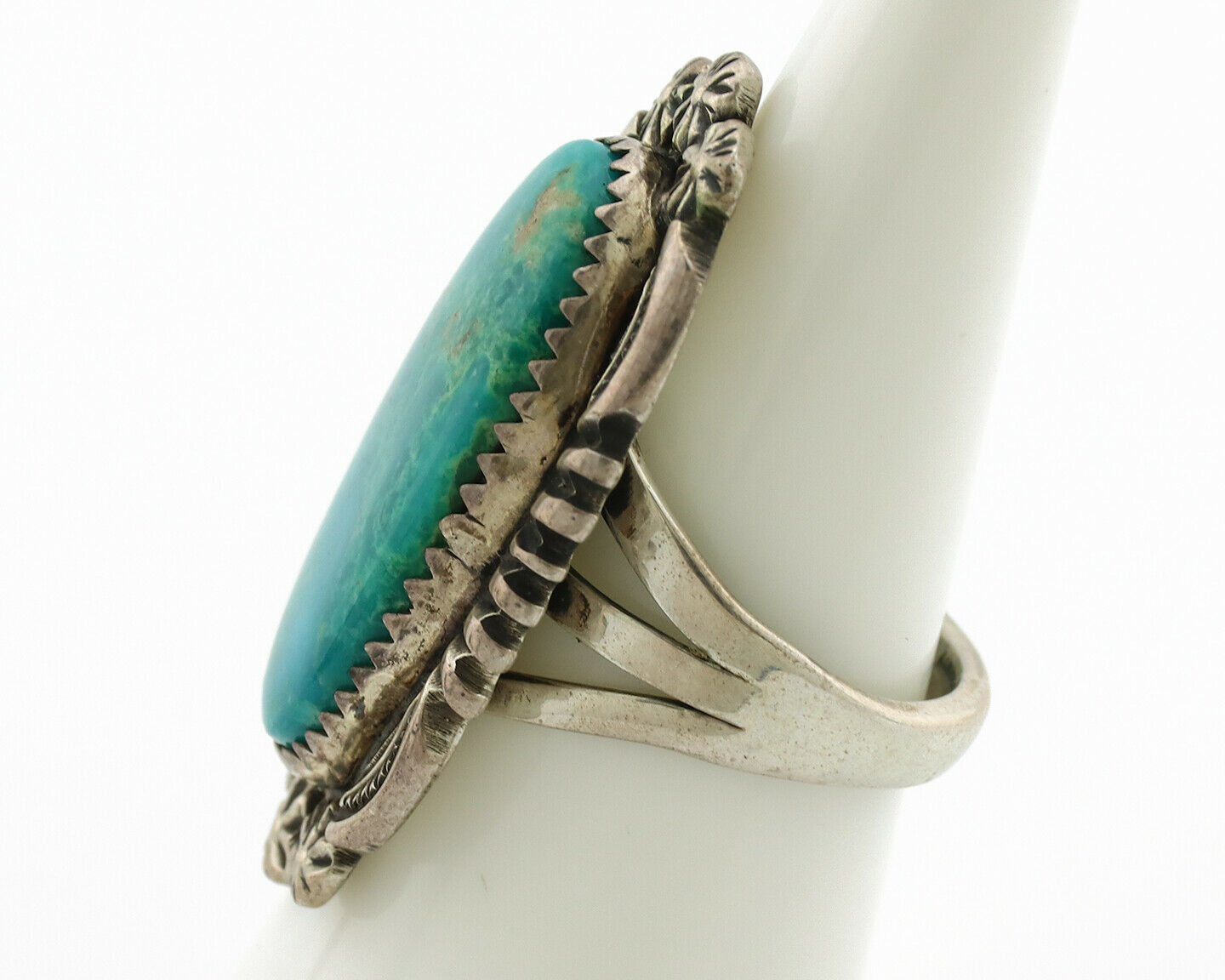 Navajo Ring .925 Silver Natural Blue Turquoise Native American Artist C.1980's