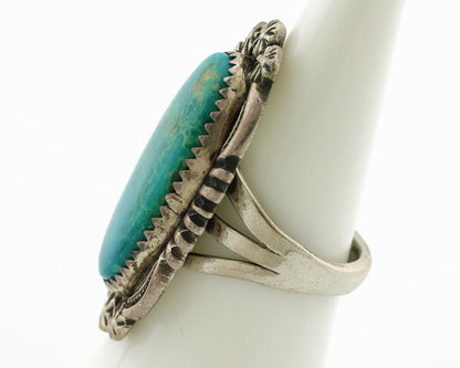 Navajo Ring .925 Silver Natural Blue Turquoise Native American Artist C.1980's